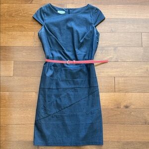 Alyx Black Midi Sheath Dress with Pink Belt